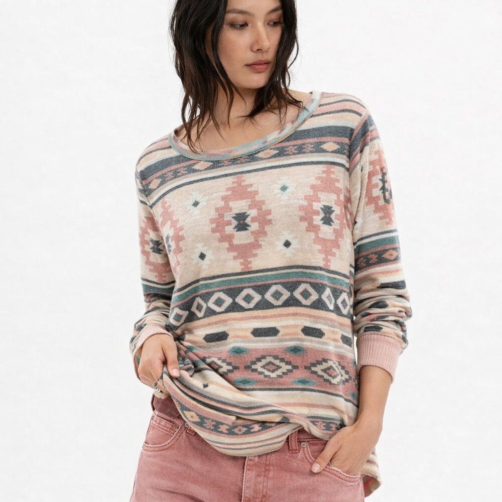 Bibi Aztec Pattern Thumbhole Top - image 1